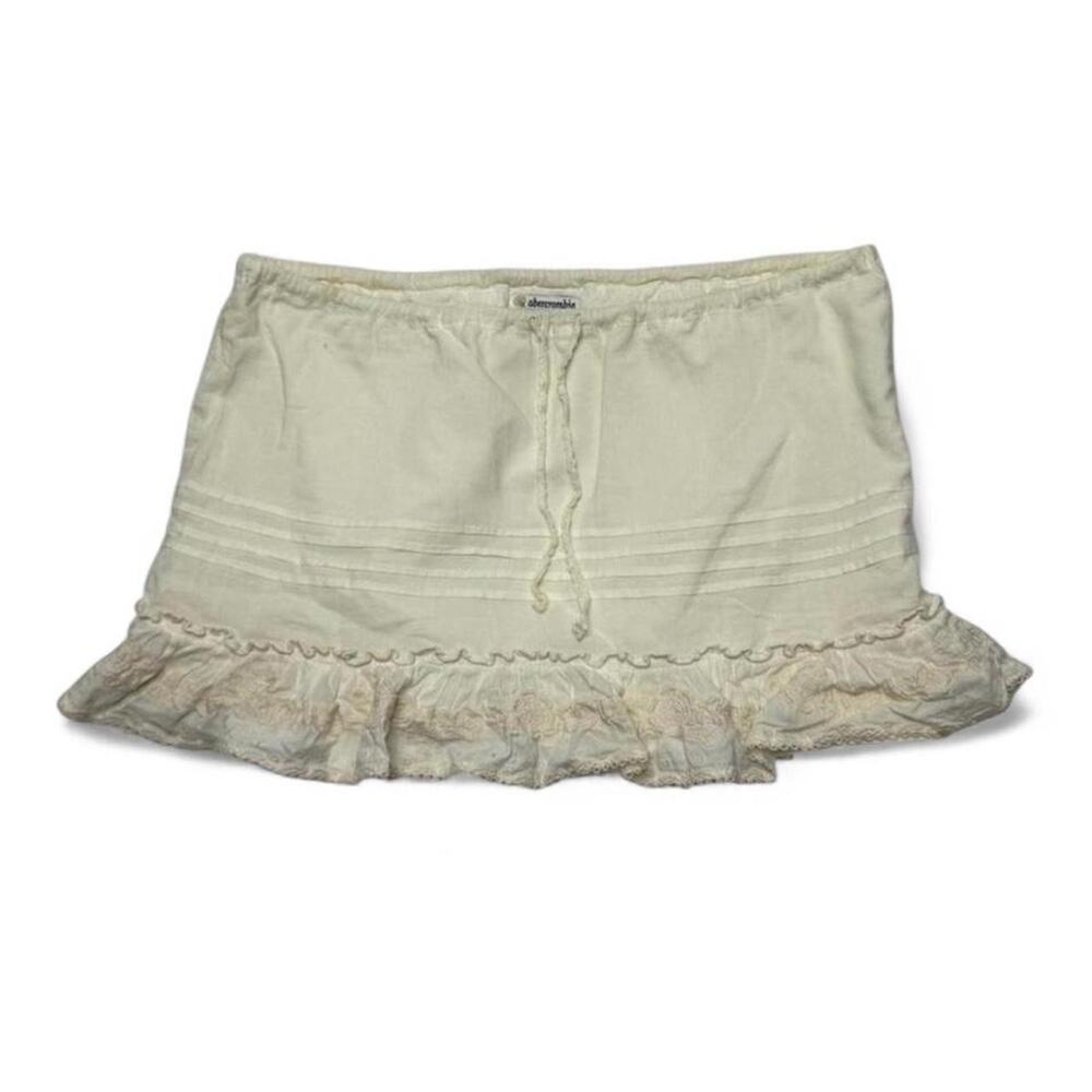 Abercrombie Vintage Low Rise Super Mini White Skirt With Lace Hem Bottom Size XL